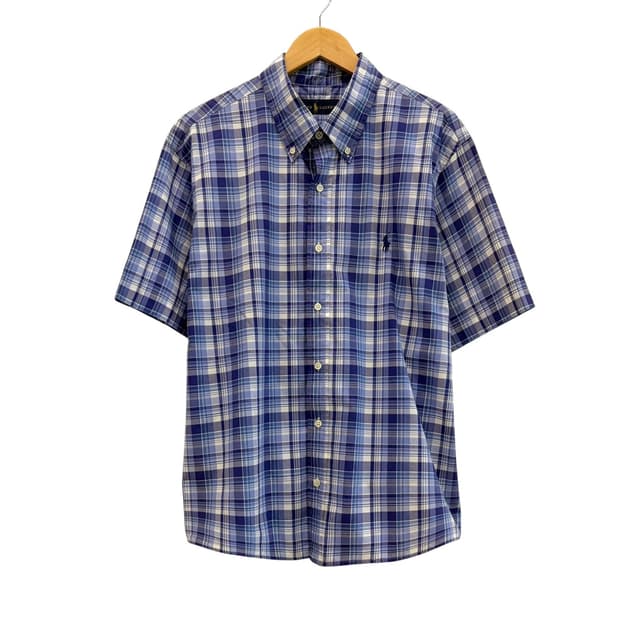 폴로 체크 반팔 셔츠 블루 (XL) 