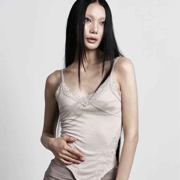 애즈유아 란제리 레이스 슬리브리스 베이지 OS
