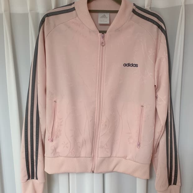 아디다스 회색트랙배색 핑크 져지