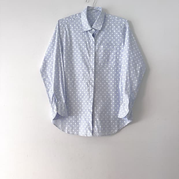 Dot pattern stripe shirt / skyblue