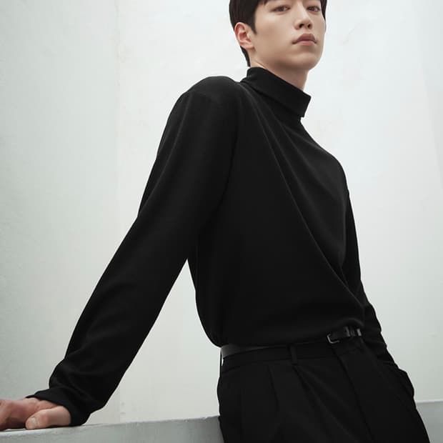 (새상품)(XXL) 드로우핏 터틀넥 니트 티셔츠 BLACK 판매