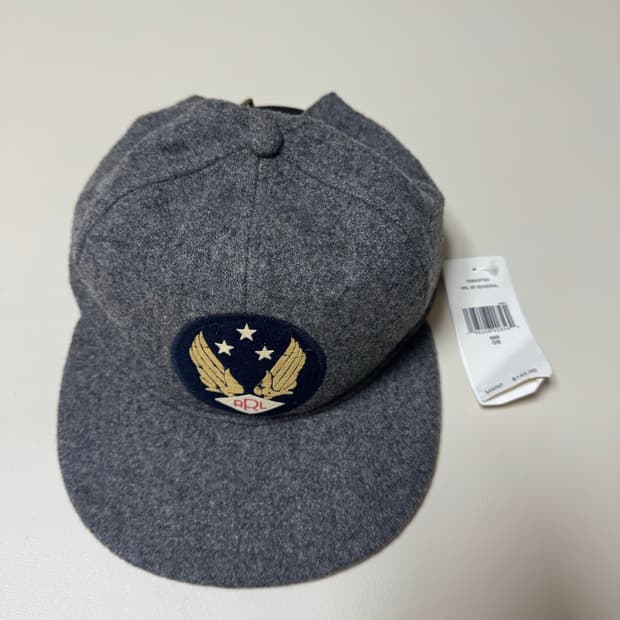 RRL 로고 울 블렌드 펠트 볼캡 그레이