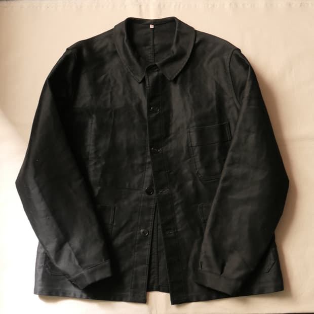1960s French Black moleskin work jacket
