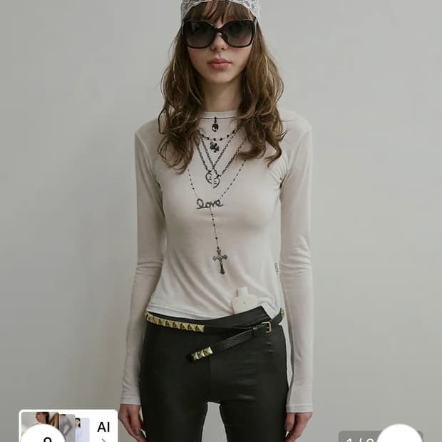 SCULPTOR Faux Necklace Tee White/Black