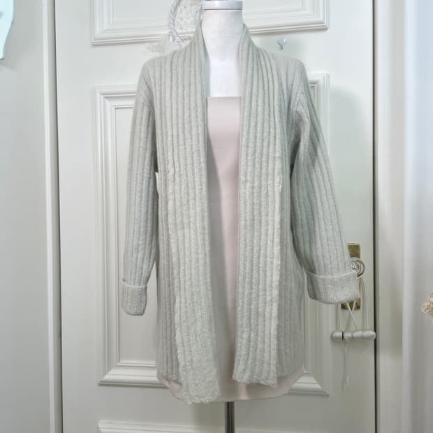sheer green open collar cardigan