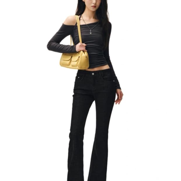 데케트우먼 signature slim 로우라이즈 진 블랙