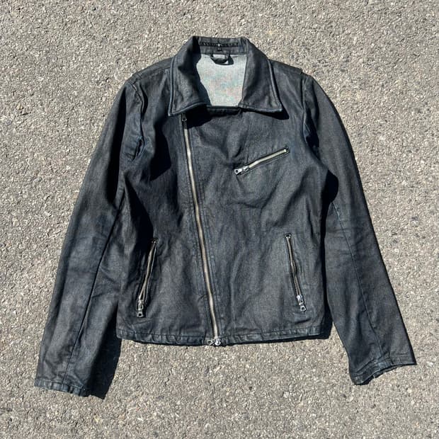 NO ID 코팅 데님 라이더 자켓