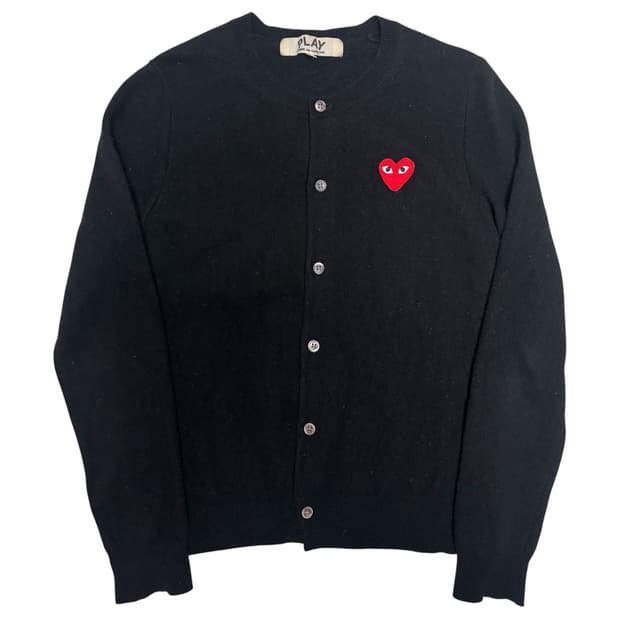 [정품] 꼼데가르송 플레이 레드와펜 라운드넥 블랙 가디건 L