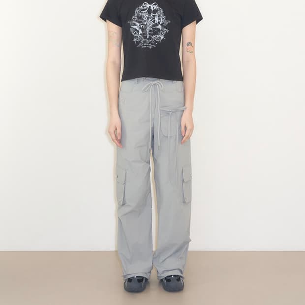 일리고 나일론 스트링 카고 팬츠 그레이
