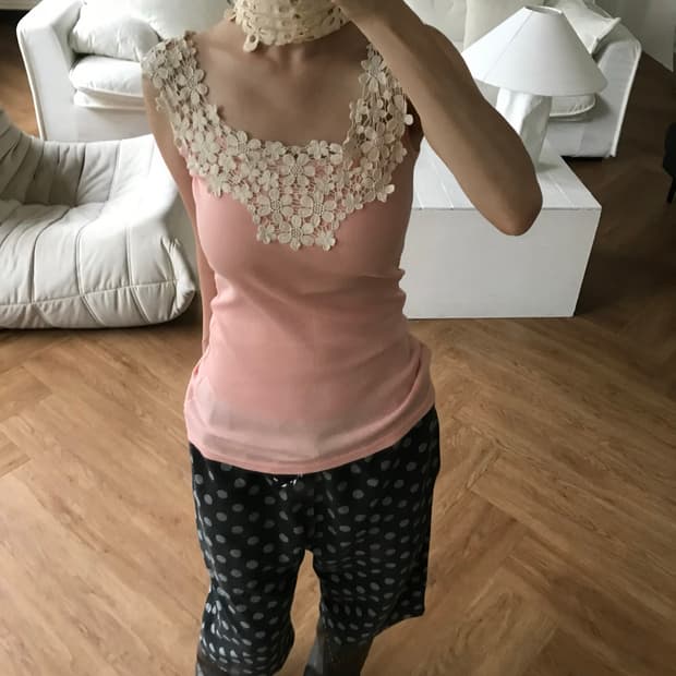 vintage pink lace sleeveless