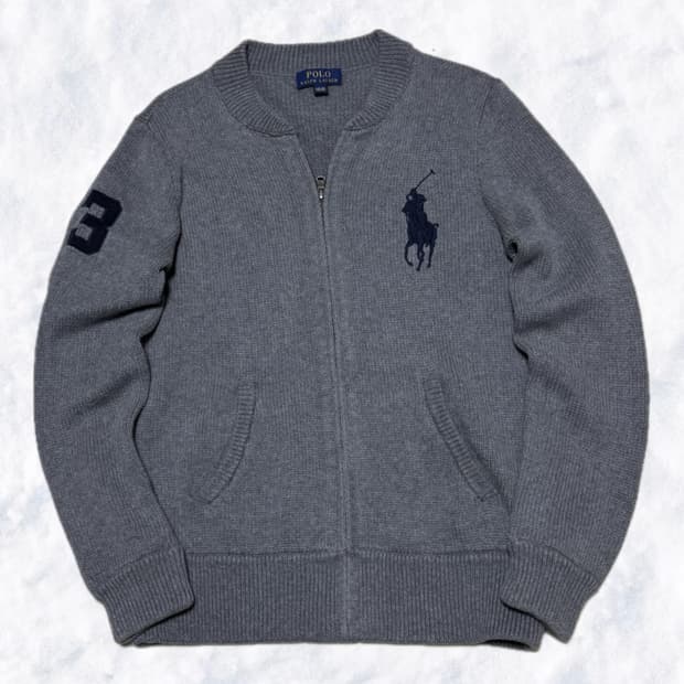 폴로 랄프로렌 빅포니 그레이 니트 집업 