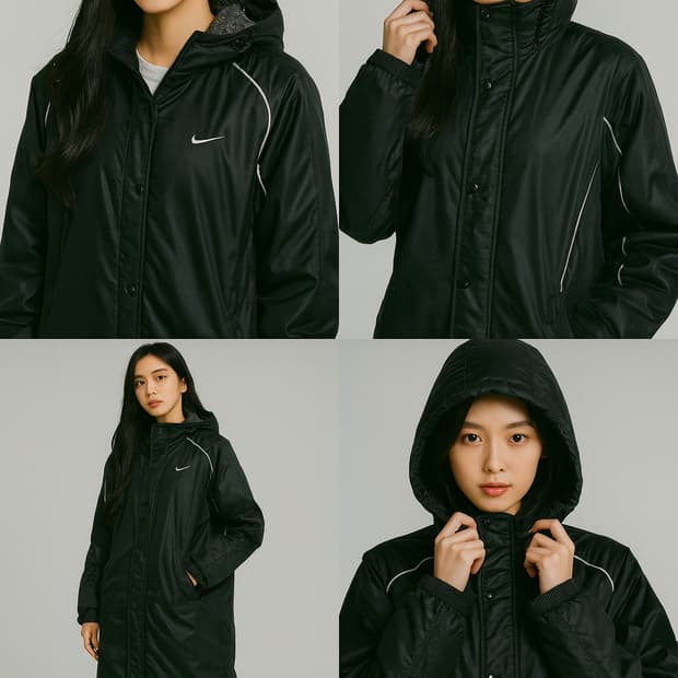 나이키 올드스쿨 안쪽 털 롱패딩 블랙 s 실측m