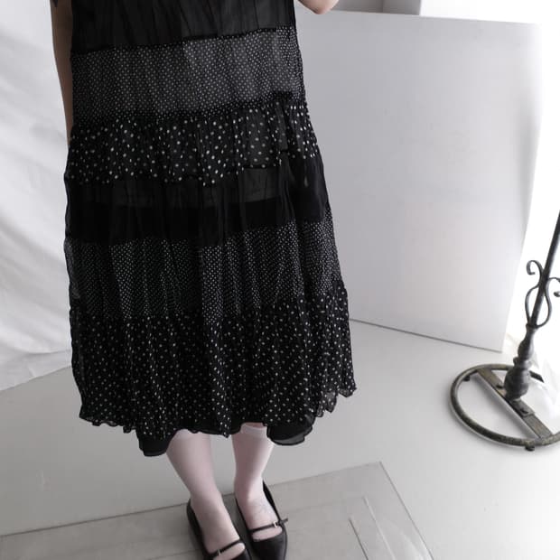 dot layered sleeveless one-piece