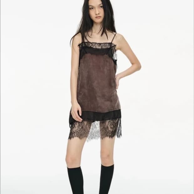 세릭 슬립 드레스 브라운