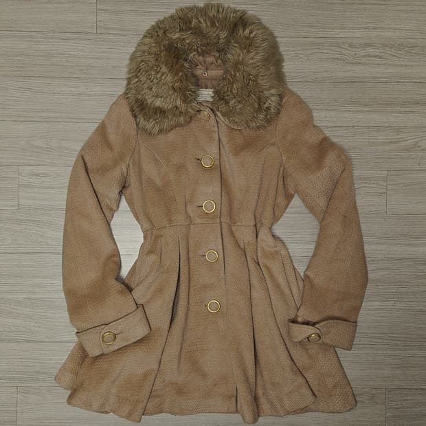 일본빈티지 라떼맛 갸루 브라운 코트 /히메갸루/라떼갸루