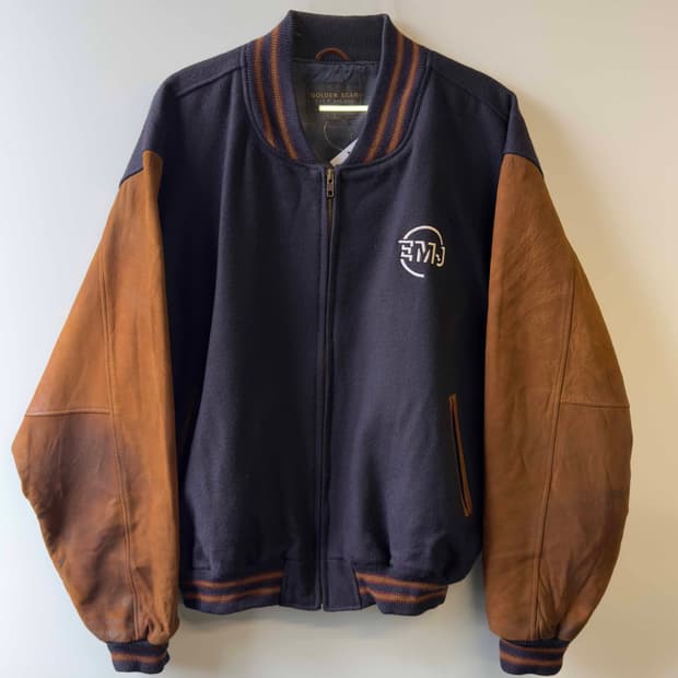 90s 골든베어 레더 바시티 자켓 USA