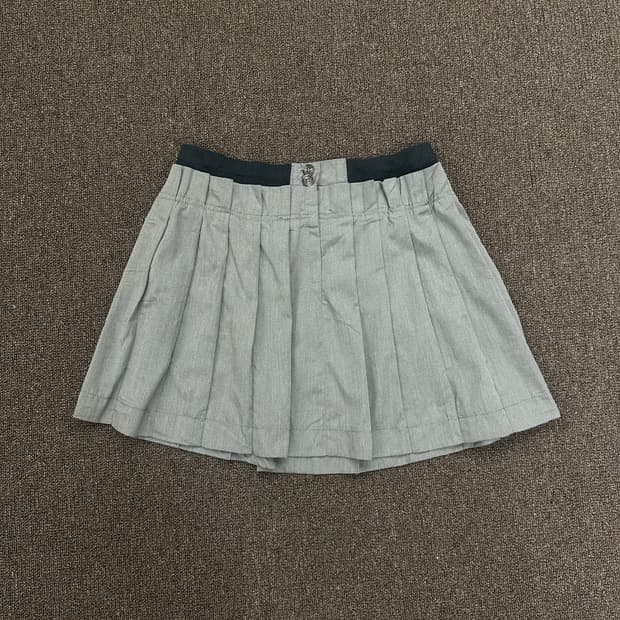 64-91)Japanese vintage 그레이 플리츠 미니 스커트