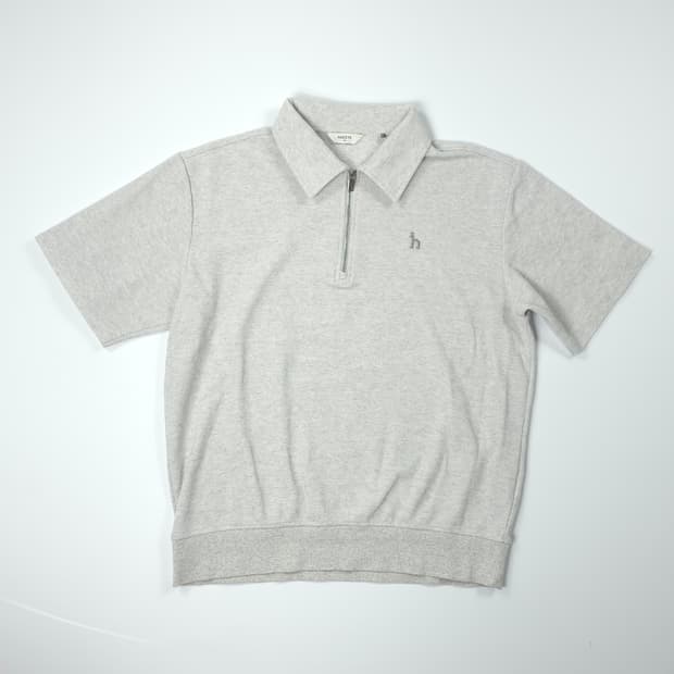 헤지스 하프집업 반팔 티셔츠 라이트그레이 (100)