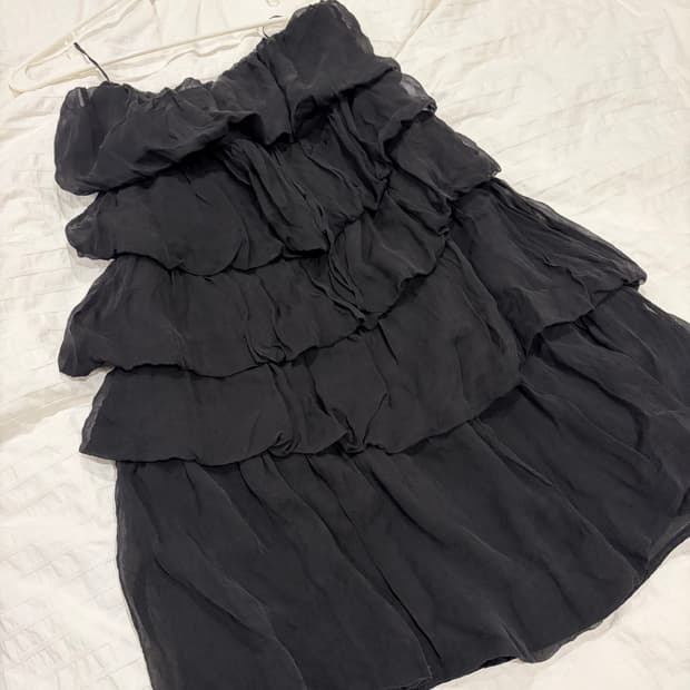 자라 쉬폰 러플 튜브탑 드레스