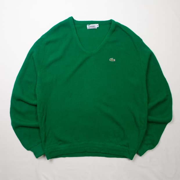 60s IZOD 라코스테 아크릴 V넥 스웨터 포레스트 그린
