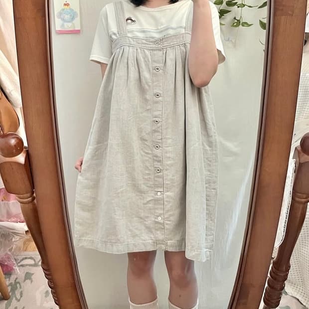 린넨 멜빵 원피스
