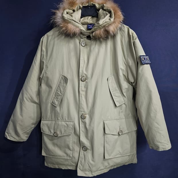 폴로 랄프로렌 스포츠 베이지컬러 남성 100 덕다운 후드패딩 