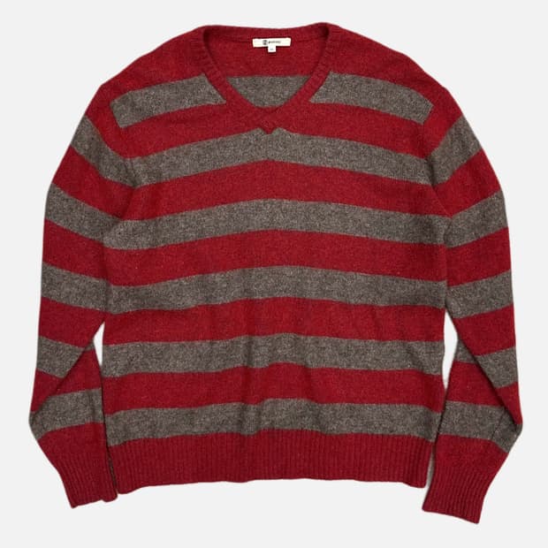 hairy alpaca wool stripe knit