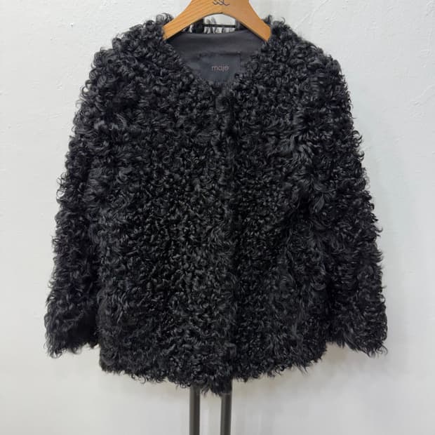 정품) maje 마쥬 블랙 리얼양털 자켓 1