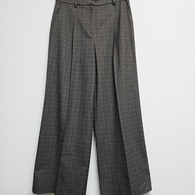 Line에디션 체크 패턴 와이드 팬츠