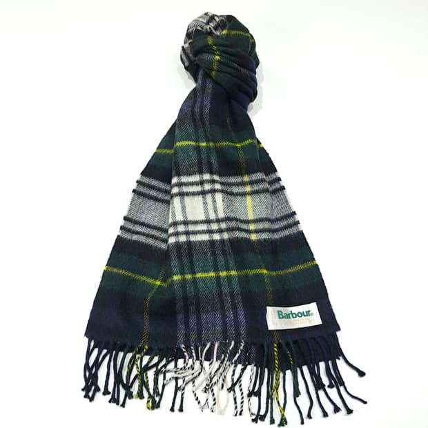 MX619 바버 90s 스코틀랜드판 램스울 타탄체크 네이비 머플러 목도