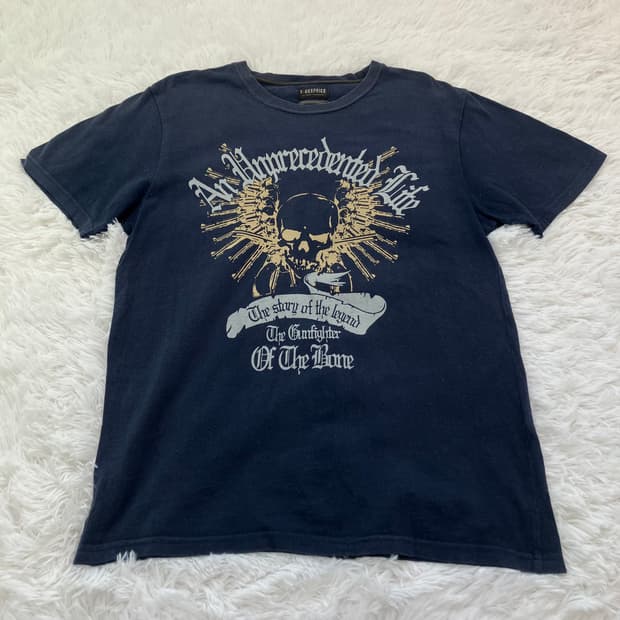 빈티지 스컬 펑키 네이비 반팔 753 y2k 스트릿 갸루 펑키 일본빈티지