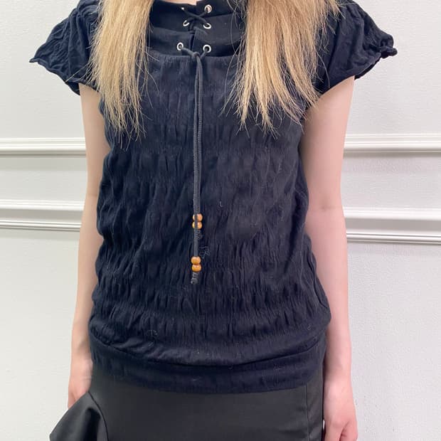 Mori Girl Lace Up Tee 모리걸 