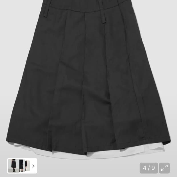 플레이스스튜디오 투밸트 로우라이즈 탈부착 플리츠 레이어드 미디스커트블랙