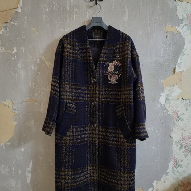 Thursday Island 체크 롱 코트 M