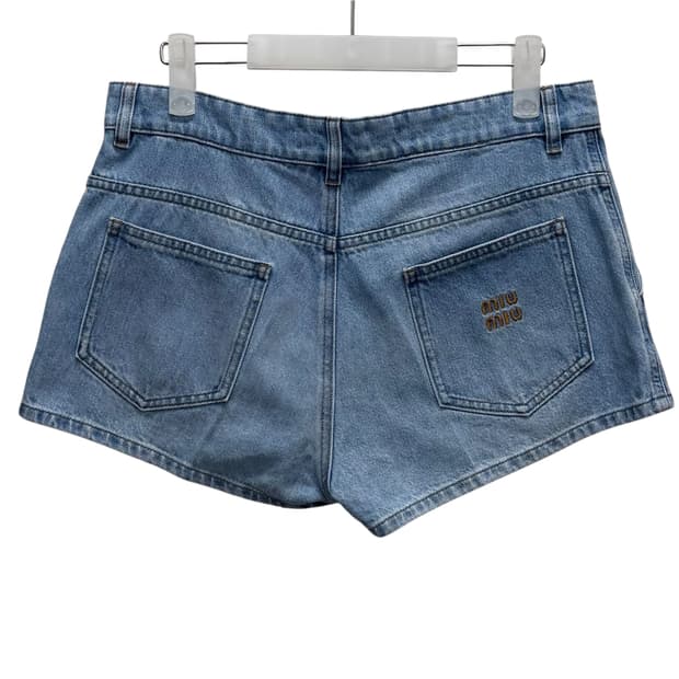 미우미우 로고 데님 쇼츠 팬츠 ( 31 )