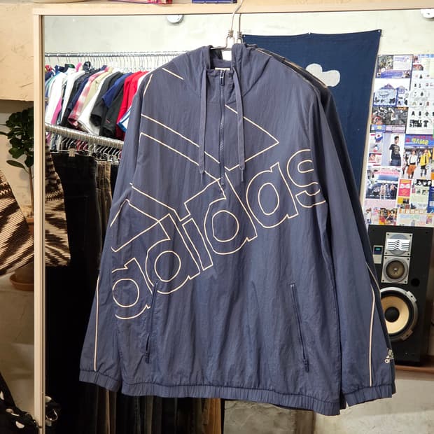 아디다스 블루 아노락 바람막이 후드
