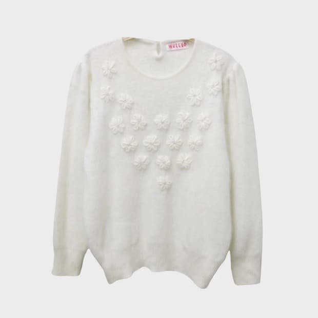 WHEEUP  울 혼방 히메갸루 플라워 니트 62453