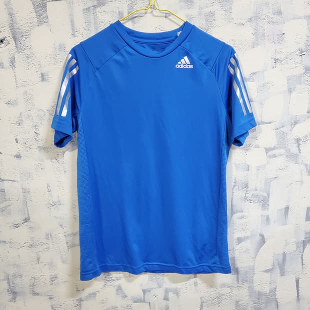 아디다스 기능성 삼선 반팔 티셔츠 블루