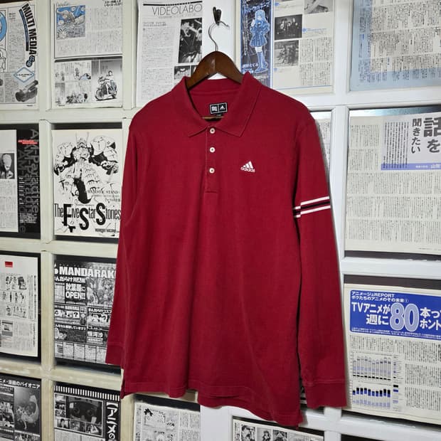 JPN 아디다스 버건디 PK 롱슬리브