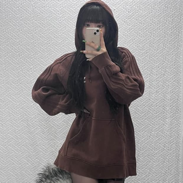 아디다스 빈티지 폭닥 오버핏 캐주얼 기모 후드티 M C09512