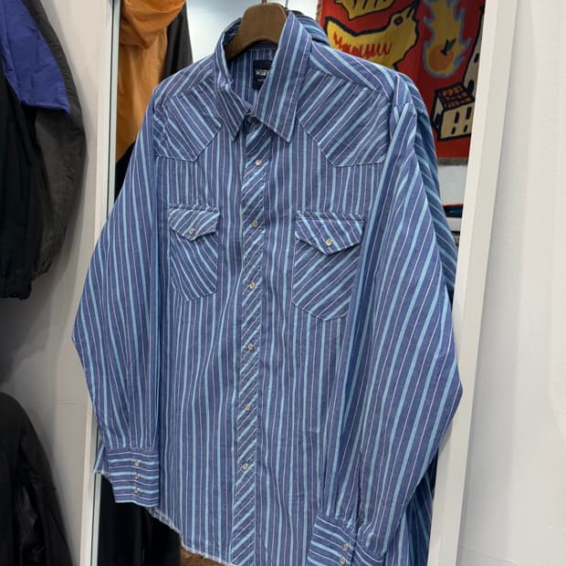 90s Wrangler 랭글러 웨스턴 스트라이프 셔츠