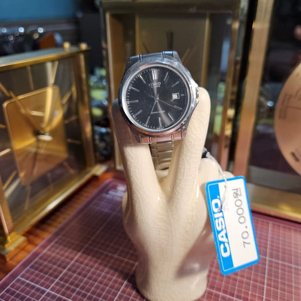 카시오 엔틱 검판 메탈 시계 미사용 새제품