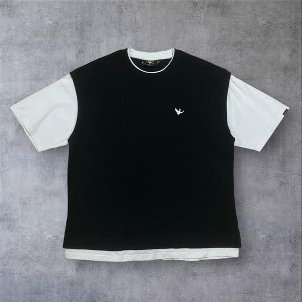 와릿이즌 스몰 로고 블랙 베스트 레이어드 반팔티