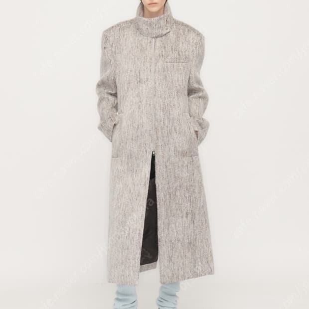 더오픈프로덕트 하이넥 울 오버코트 블랙