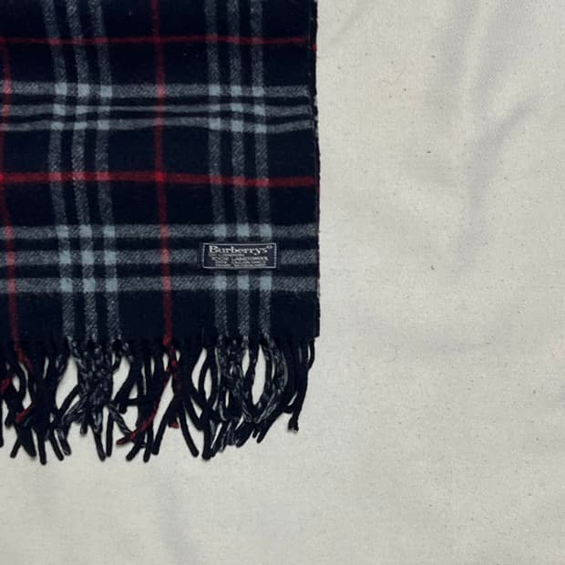 OS 버버리 네이비 노바체크 램스울 머플러