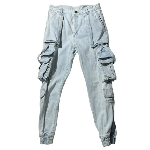 준지 데님 카고 조거 팬츠