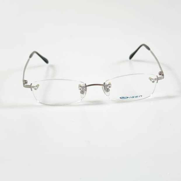 IGEN 다크실버 무테 스퀘어 메탈 프레임 빈티지 안경