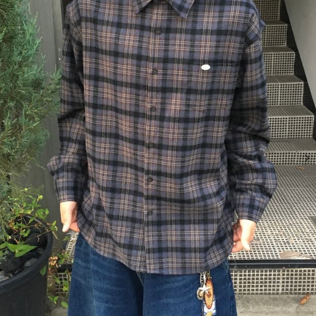 보세 체크 긴팔 셔츠 