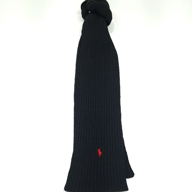 MX561 폴로 90s 램스울 리브 레드포니 블랙 머플러 목도리