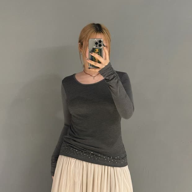 stripe pattern cubic point long sleeve